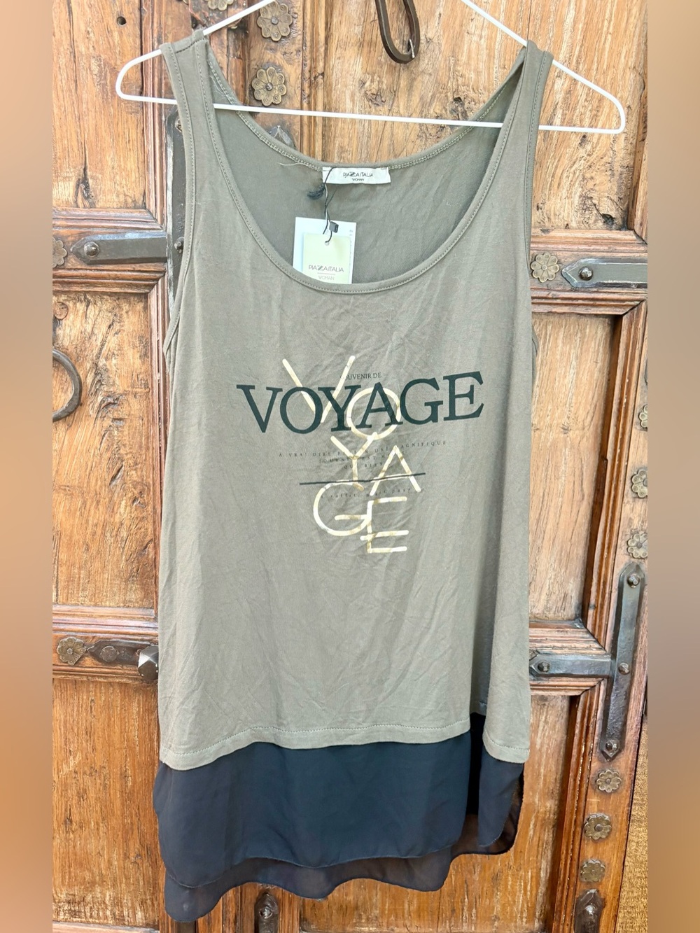 NWT Piazza Italia Olive Green Voyage
Graphic Layered Tank Top. - Size
Large
List
